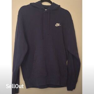 Nike Men's Blue Pullover Hoodie Size M with Front Pocket & Drawstring